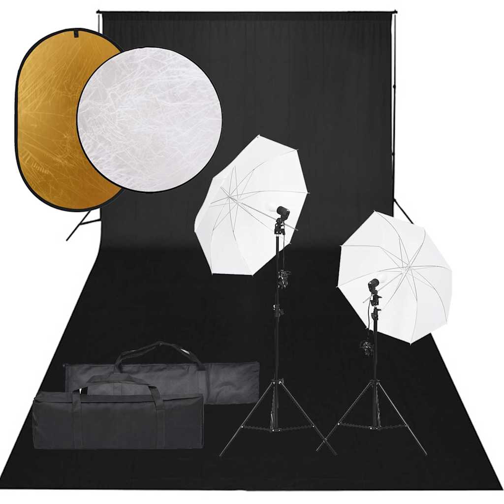 Vidaxl photography studio set with light kit, background and reflector