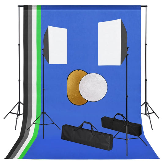 Vidaxl photo studio set with lamps, backdrop and reflector