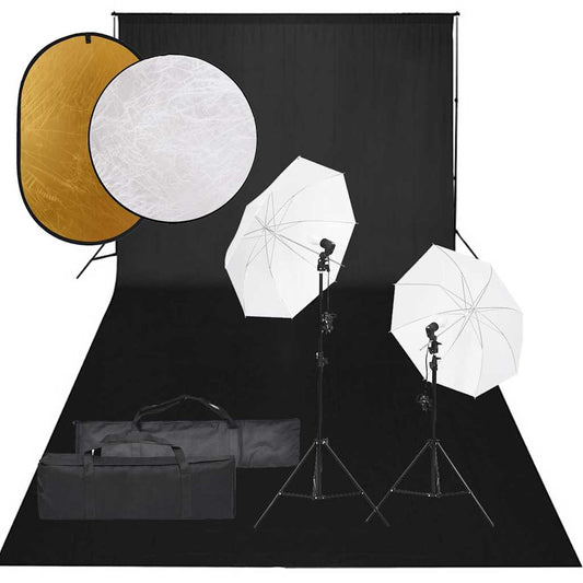 Vidaxl photography studio set with light kit, background and reflector