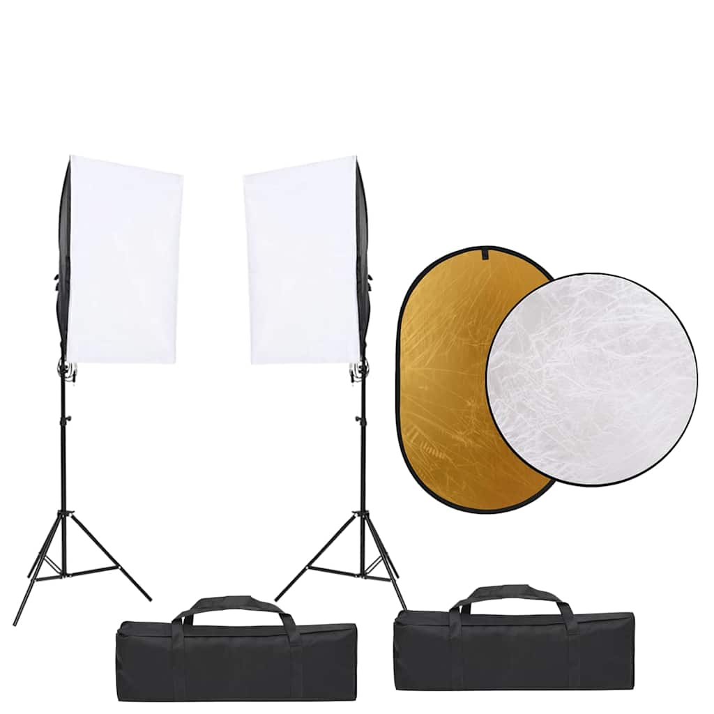 Vidaxl photography studio set with light kit, background and reflector