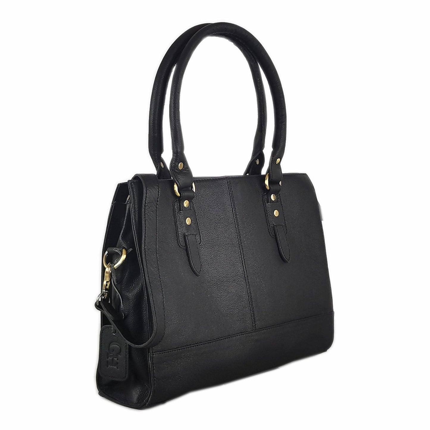 The Signature 15" Leather Laptop Bag, Black