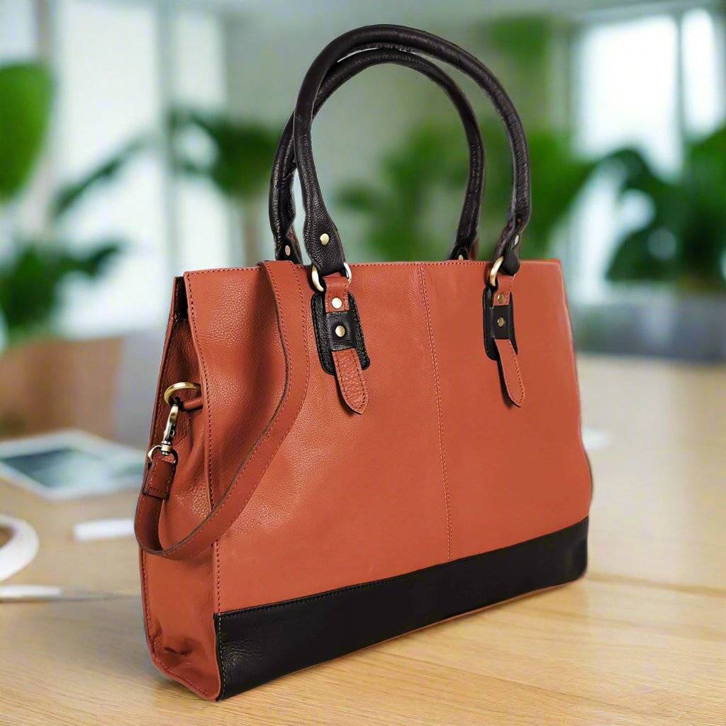 The Signature 17" Leather Laptop Bag, Brown