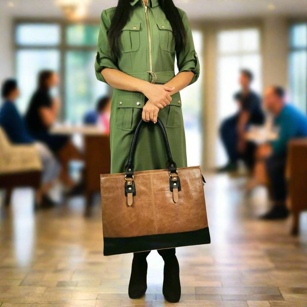 The Signature 17" Leather Laptop Bag, Copper