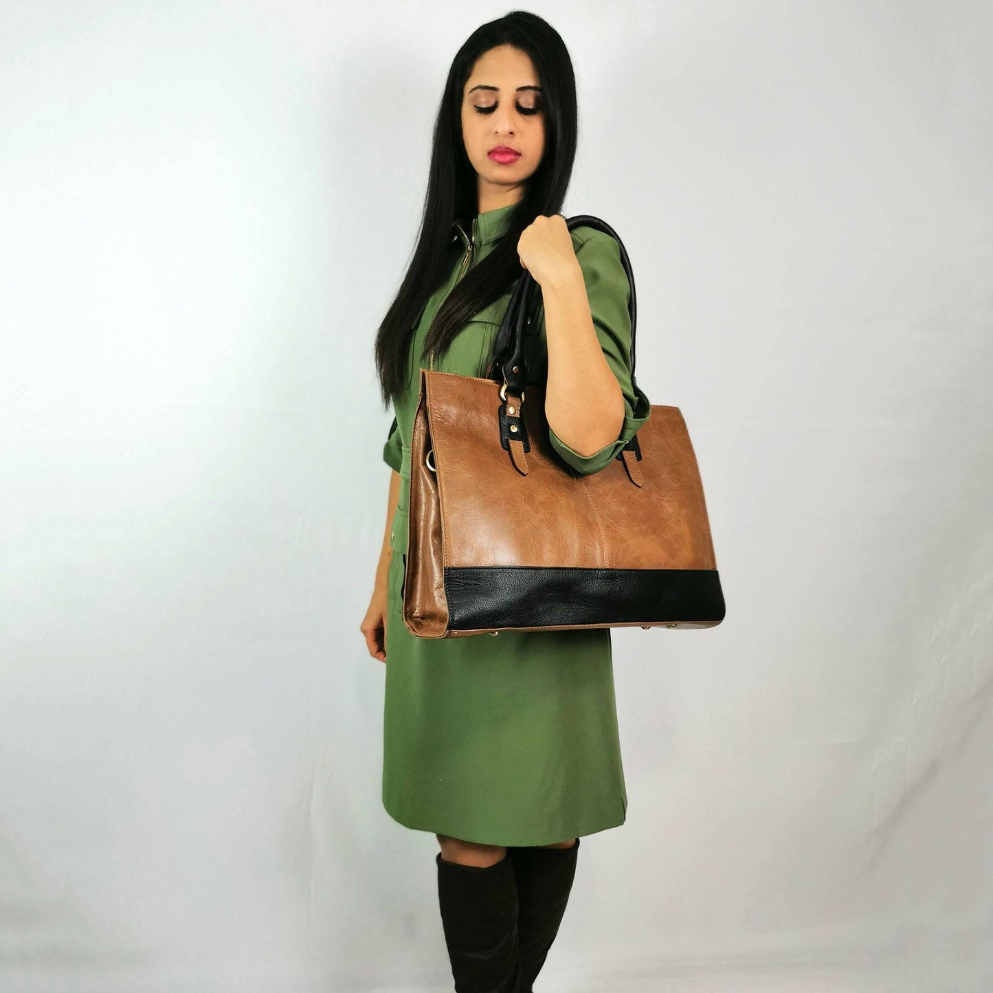 The Signature 17" Leather Laptop Bag, Copper