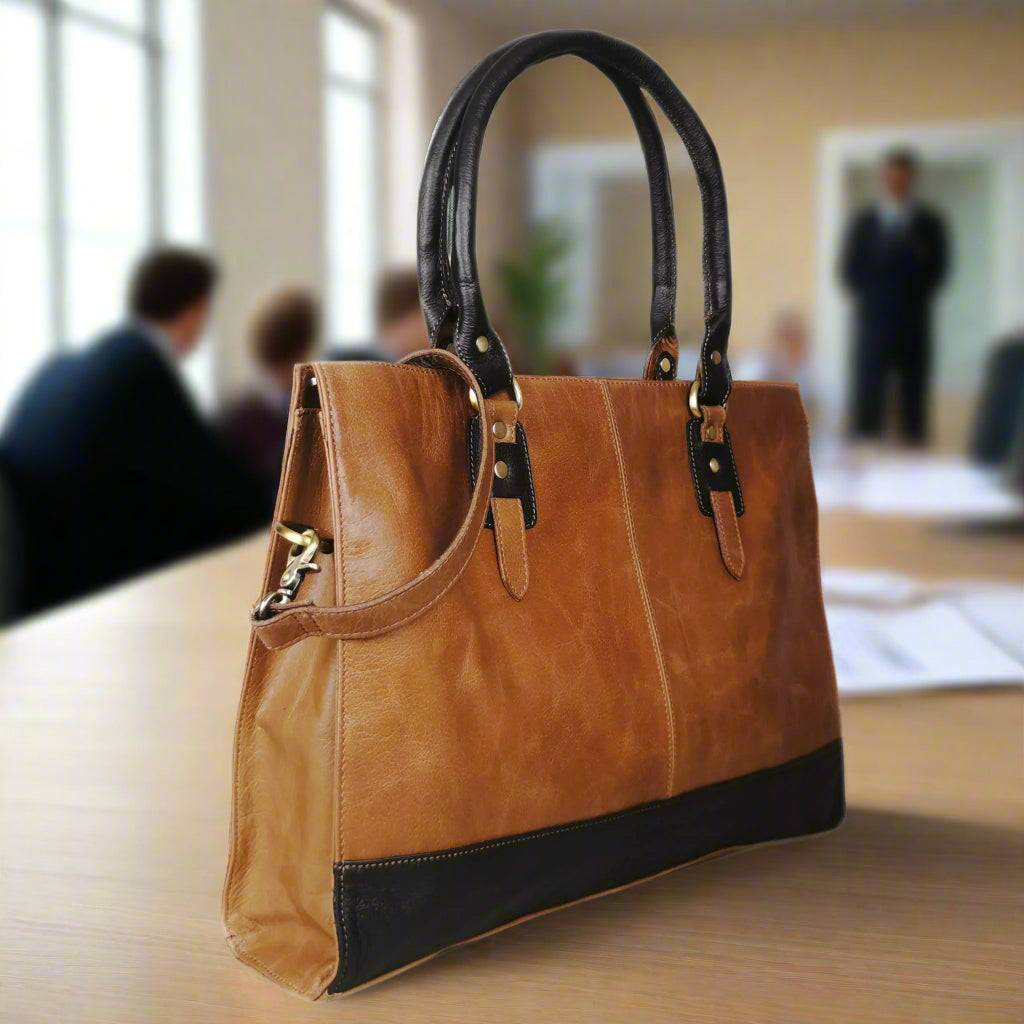 The Signature 17" Leather Laptop Bag, Copper