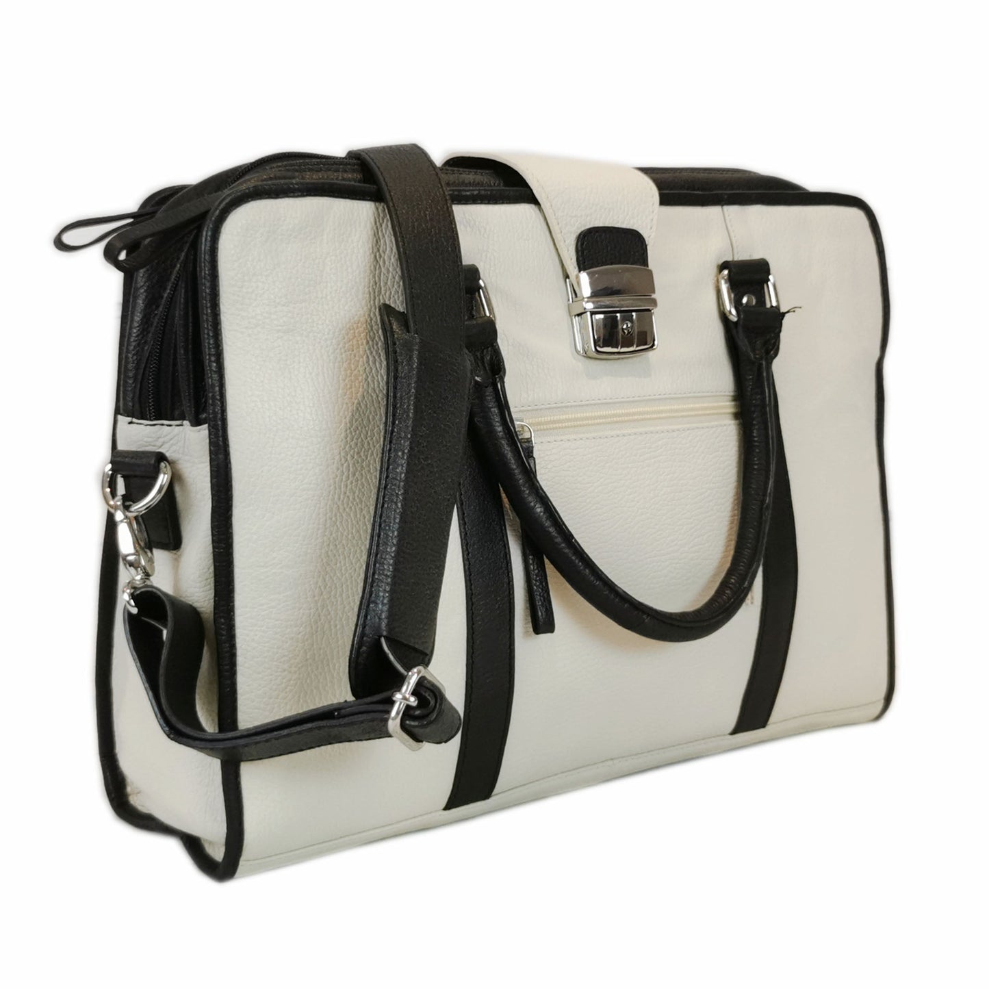 Leather Briefcase, White