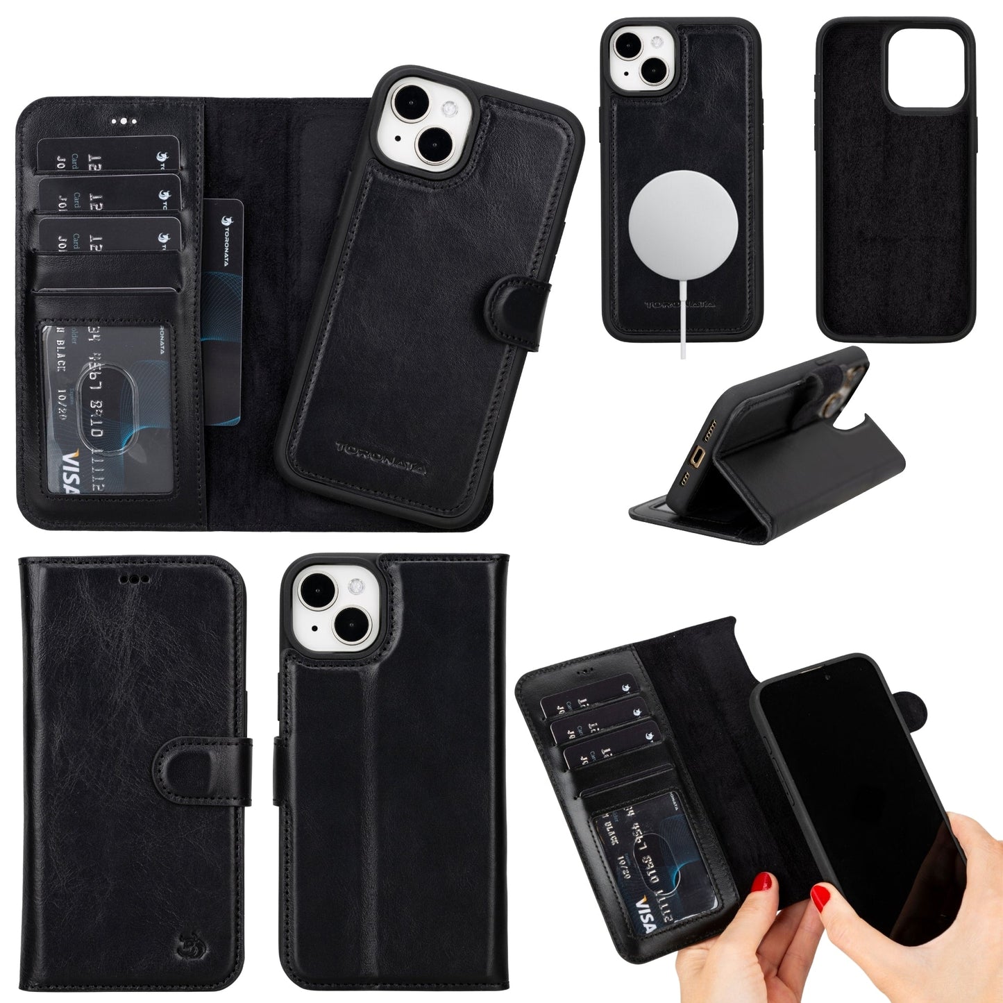 Casper Leather iPhone 15 Wallet Case | Detachable MagSafe Compatible RFID Protection