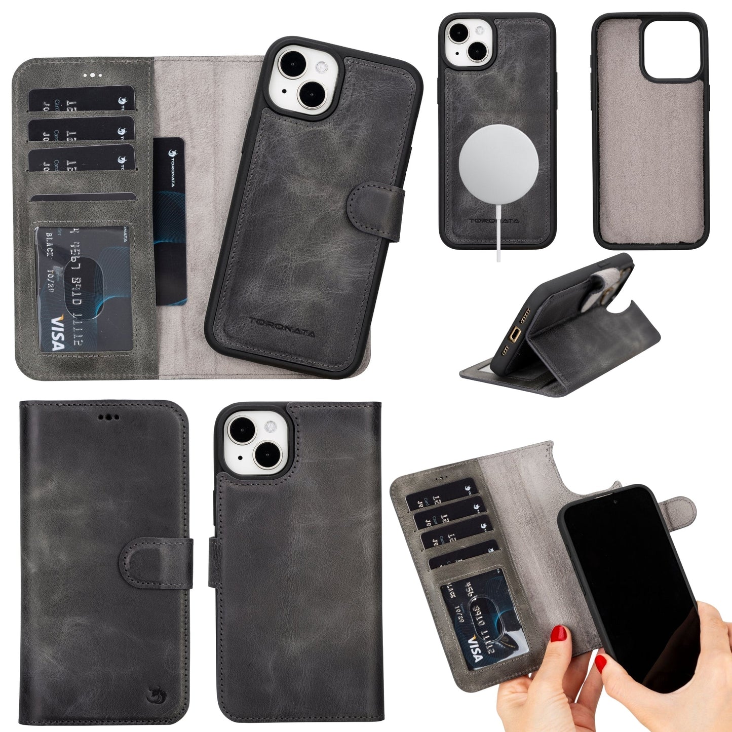 Casper Leather iPhone 15 Wallet Case | Detachable MagSafe Compatible RFID Protection