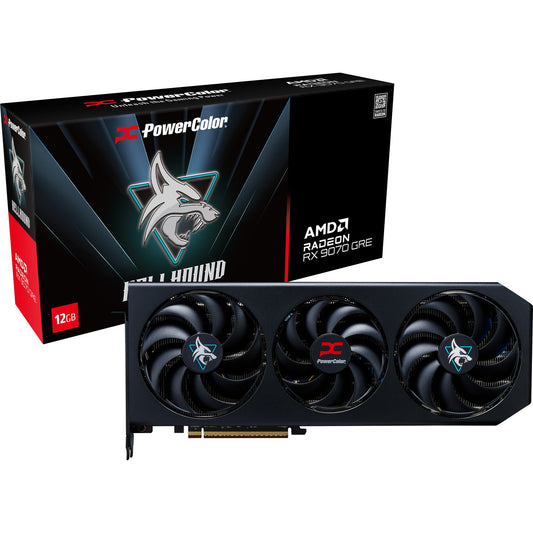 Powercolor Radeon RX 9070 Gre Hellhound 12GB GDDR6 graphics card (black, RDNA4, 3x Display Port, 1x HDMI 2.1)