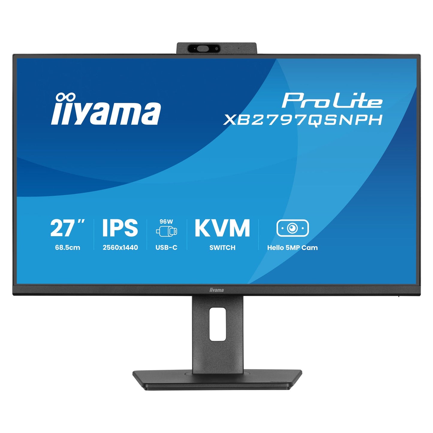 Iiyama Prolite XB2797QSNH-B1 27 monitor (black, HDMI, DisplayPort, USB-C, LAN, audio, webcam)