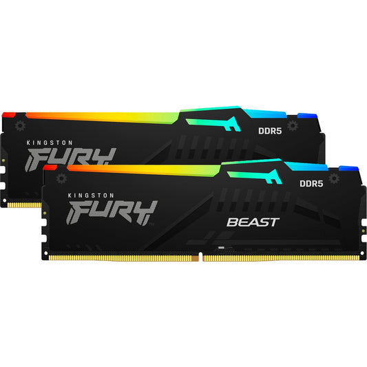 Kingston Fury Beast RGB 32 GB DDR5-5600 (2x 16 GB) RAM (black, KF556C40Bbak2-32, XMP 3.0)