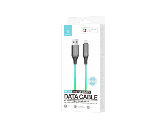 Techancy Cabo De Dados De 1m TB1799, Usb-C Para Ip11-14, Efeitos De Iluminação Rgb, Carregamento Rápido De 27w.