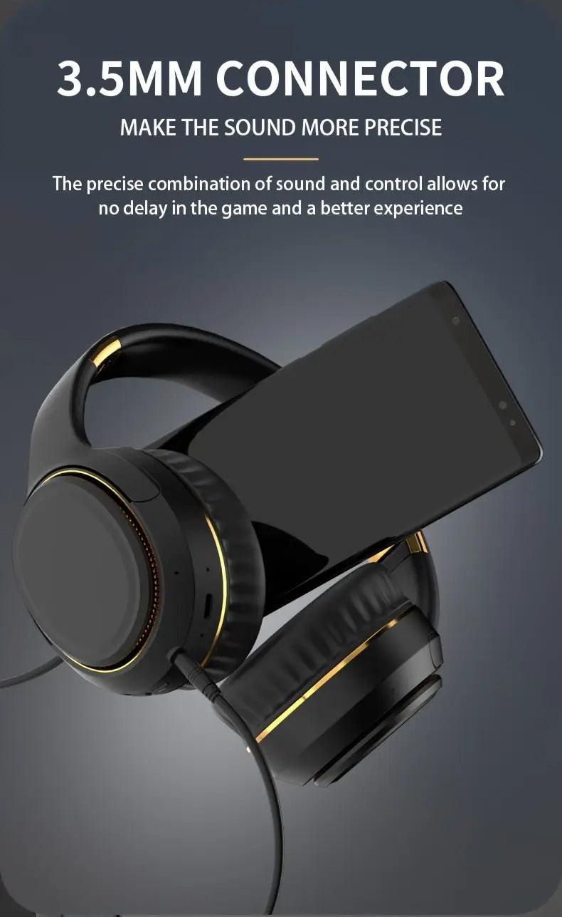 Wireless Headset with RGB Lights and Foldable Design